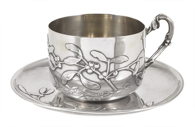 Lot 157 - A FRENCH SILVER CUP AND SAUCER