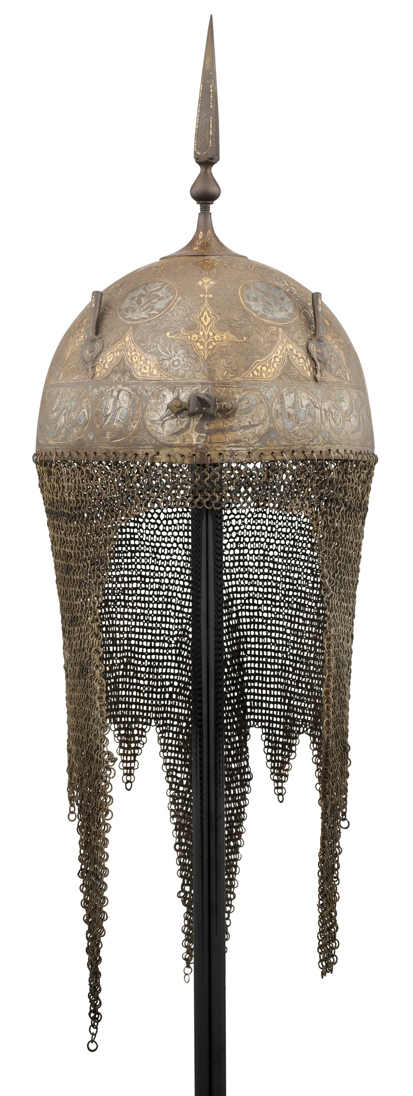 Lot 174 - A PERSIAN DECORATED HELMET (KULAH KHUD),