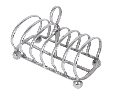 Lot 201 - A GEORGE V SILVER TOAST RACK