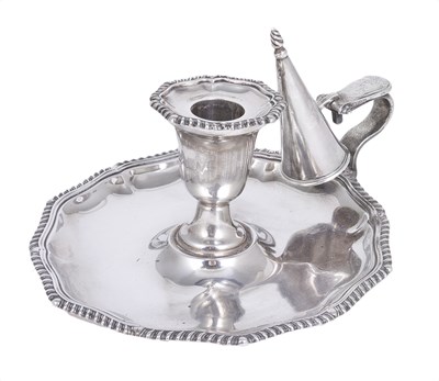 Lot 214 - A VICTORIAN SILVER CHAMBERSTICK