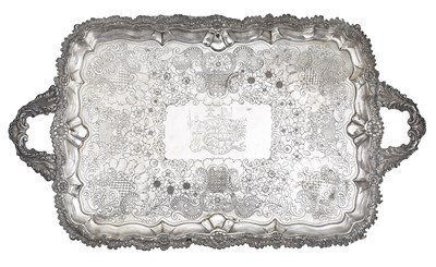 Lot 222 - A SHEFFIELD PLATE TRAY