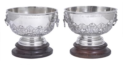 Lot 225 - A PAIR OF SCOTTISH EDWARDIAN SILVER ROSEBOWLS