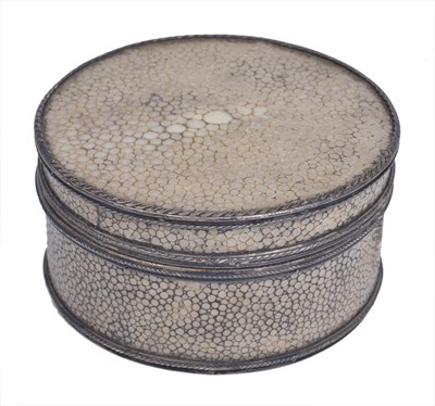 Lot 245 - A SILVER-MOUNTED SHAGREEN BOX AND COVER