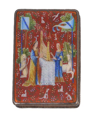 Lot 246 - AN AUSTRIAN SILVER AND ENAMEL CIGARETTE CASE