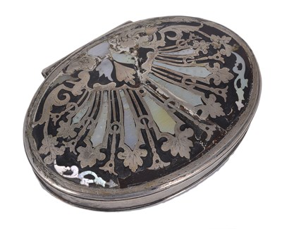 Lot 254 - A SILVER,  MOTHER-OF-PEARL AND TORTOISESHELL SNUFF BOX