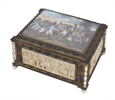 Lot 293 - AN IVORY-MOUNTED GILT-METAL CASKET