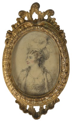 Lot 306 - A PORTRAIT MINIATURE OF A YOUNG WOMAN