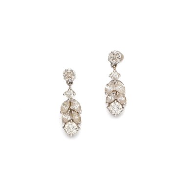 Lot 255 - A PAIR OF DIAMOND EARRINGS