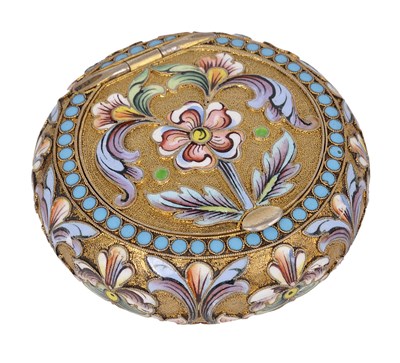 Lot 326 - A RUSSIAN SILVER-GILT AND CLOISONNE ENAMEL BOX