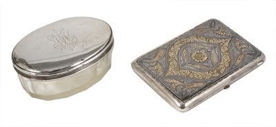 Lot 339 - A RUSSIAN TOILET BOX WITH SILVER COVER