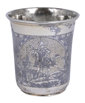 Lot 340 - A RUSSIAN SILVER-GILT AND NIELLO BEAKER