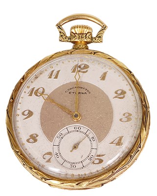 Lot 344 - ETERNA 'CHRONOMETRE': A GOLD POCKET WATCH