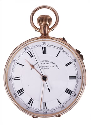 Lot 345 - A GOLD 'DECIMAL CENTRE SECONDS' CHRONOGRAPH LEVER POCKET WATCH