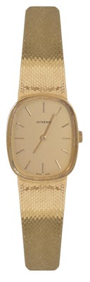 Lot 349 - JUVENIA: A LADY'S GOLD BRACELET WATCH