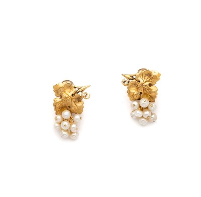 Lot 282 - A PAIR OF SEED PEARL EAR CLIPS, 1960s