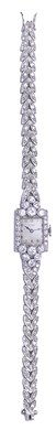 Lot 370 - LADY'S PLATINUM AND DIAMOND WATCH