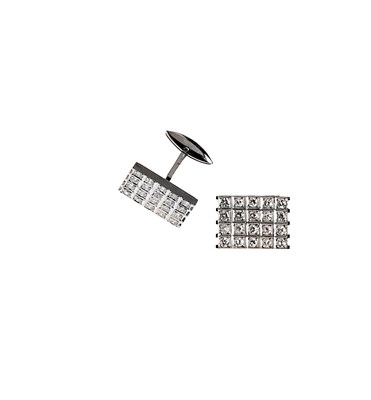 Lot 377 - PAIR OF DIAMOND CUFFLINKS