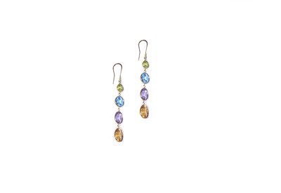 Lot 381 - PAIR OF GEMSTONE PENDENT EARRINGS