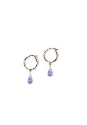 Lot 382 - PAIR OF BLUE TOPAZ HOOP EARRINGS