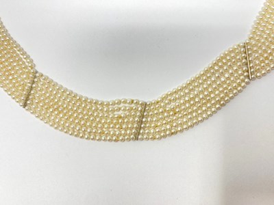 Lot 417 - RUBY, DIAMOND AND CULTURED PEARL CHOKER