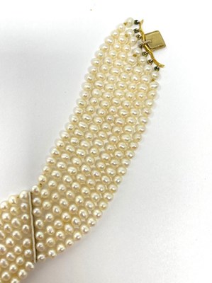 Lot 417 - RUBY, DIAMOND AND CULTURED PEARL CHOKER