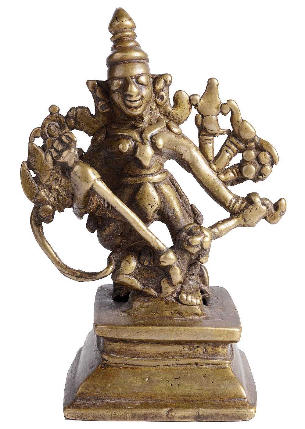 Lot 273 - A BRONZE FIGURE OF DURGA SLAYING THE BUFFALO DEMON