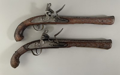 Lot 194 - TWO INDIAN FLINTLOCK BLUNDERBUSS PISTOLS FOR THE TOURIST MARKET, LATE 19TH CENTURY