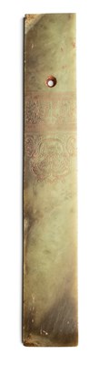 Lot 69 - A LARGE CHINESE ARCHAISTIC JADE CEREMONIAL BLADE