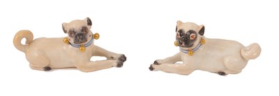 Lot 5 - TWO MEISSEN MODELS OF PUGS