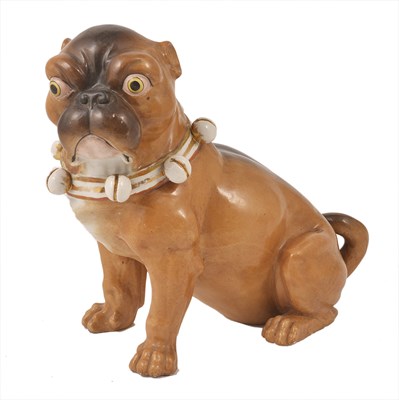 Lot 9 - A CONTINENTAL PORCELAIN MODEL OF A PUG