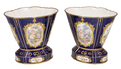 Lot 27 - A PAIR OF 'SEVRES' STYLE VASES HOLLANDAISES