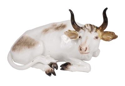 Lot 38 - A MEISSEN FIGURE OF A RECUMBENT COW