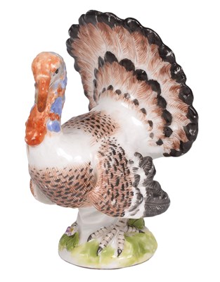 Lot 39 - A GERMAN PORCELAIN FIGURE OF A TURKEY COCK