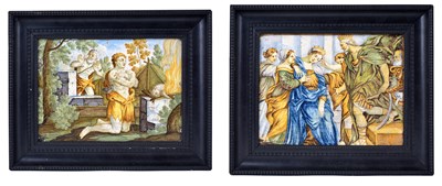 Lot 44 - â€¡ TWO CASTELLI MAIOLICA PLAQUES