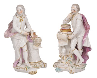 Lot 55 - A PAIR OF DERBY FIGURES OF MILTON AND SHAKESPEARE