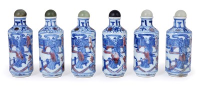 Lot 58 - A SET OF SIX CHINESE PORCELAIN SNUFF OR SCENT BOTTLES