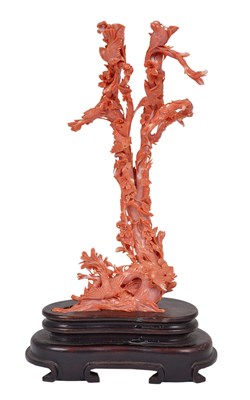 Lot 68 - A CHINESE CORAL CARVING