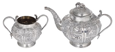 Lot 75 - A BURMESE SILVER TEAPOT AND SUGAR BOWL