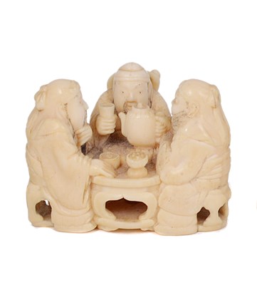 Lot 78 - A JAPANESE IVORY OKIMONO NETSUKE