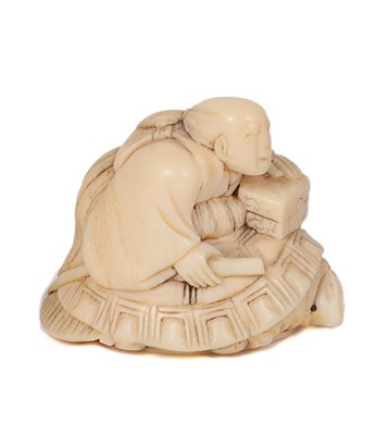 Lot 79 - A JAPANESE IVORY OKIMONO OF A SENNIN