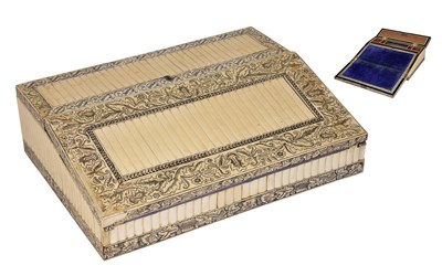 Lot 85 - AN ANGLO-INDIAN ENGRAVED IVORY WRITING SLOPE