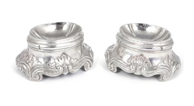 Lot 127 - A PAIR OF GERMAN SILVER SALT CELLARS