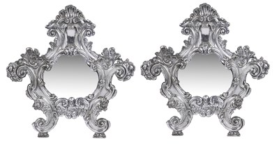 Lot 129 - A PAIR OF SILVERED BRASS FRAMES