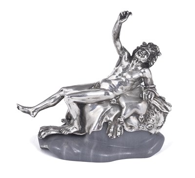 Lot 132 - AN ITALIAN SILVER FIGURE OF THE DRUNKEN SATYR