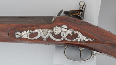 Lot 394 - A FINE AND RARE 10-BORE FLINTLOCK DUCK GUN BY JAMES BARBAR, LONDON, CIRCA 1755, ALMOST CERTAINLY MADE FOR WILLIAM CONSTABLE (1721-91) OF BURTON CONSTABLE