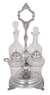 Lot 144 - A PORTUGUESE SILVER CRUET STAND