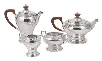 Lot 187 - A SILVER FOUR-PIECE TEA SET