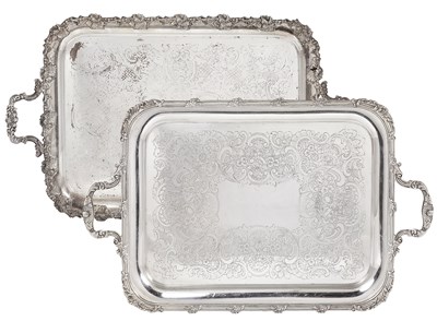 Lot 191 - TWO ENGLISH PLATED TEA TRAYS