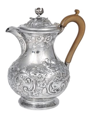 Lot 206 - A WILLIAM IV SILVER HOT WATER JUG