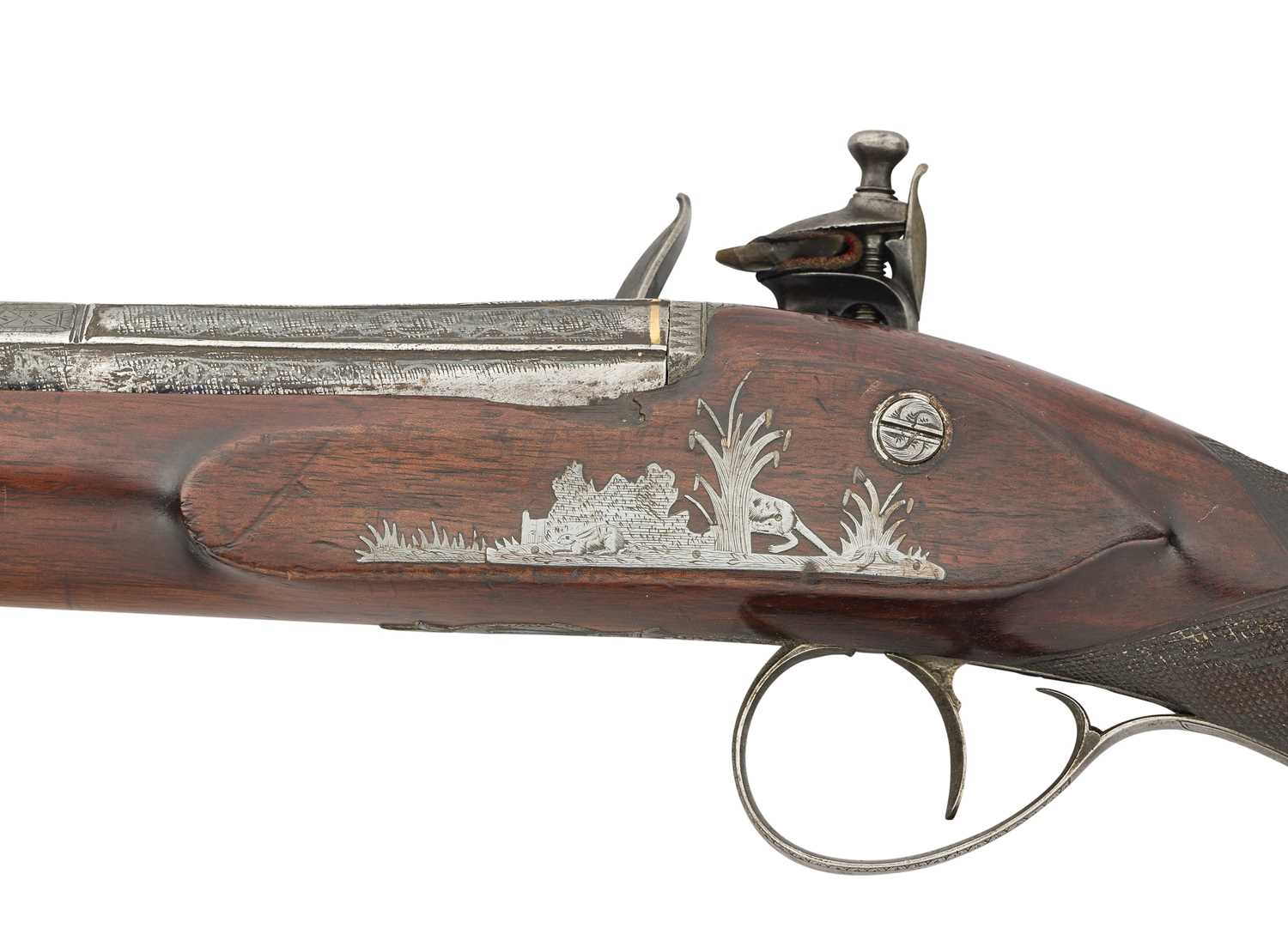 Lot 410 - AN UNUSUAL 34 BORE FLINTLOCK SPORTING GUN BY